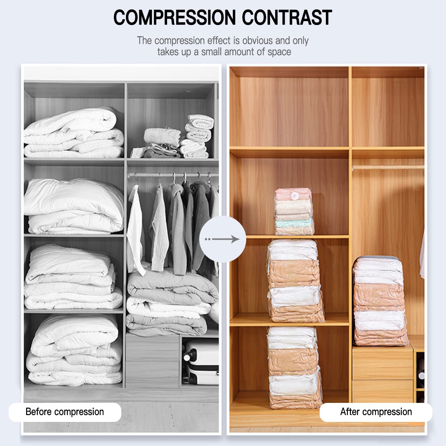 XL Jumbo Vakuum-Aufbewahrungstasche Mit Reißverschluss – Platzsparender Kompressionsbeutel Für Kleidung & Bettwäsche (70x100 Cm)