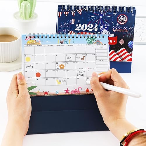 Miniatura 5 de Calendario de escritorio pequeño 2024-2025, calendario mensual de escritorio de enero de 2024 a junio de 2025-18, diseño temático mensual,