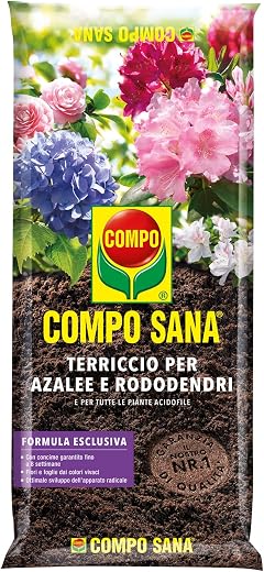 COMPO SANA Azaleas and Rhododendron Soil, for All Acidophilic Plants, with Guano, 80 L Bag