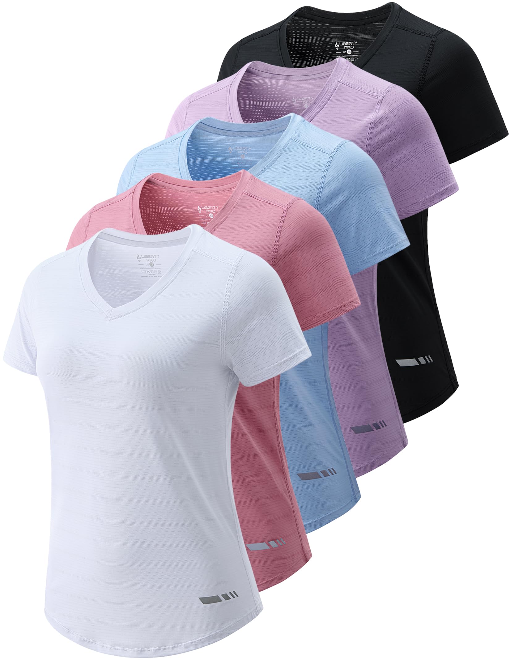 5 Pack: Women's Dry Fit Short Sleeve T Shirts, Athletic Workout Tee Tops for Gym Yoga Running