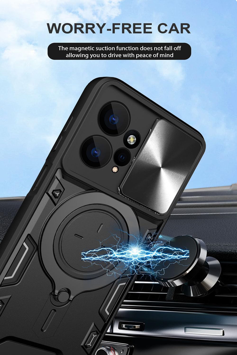 Funda Motorola Moto G73 5G UPLAI - Armadura Antigolpes, Tapa Cámara Deslizante, Soporte Magnético