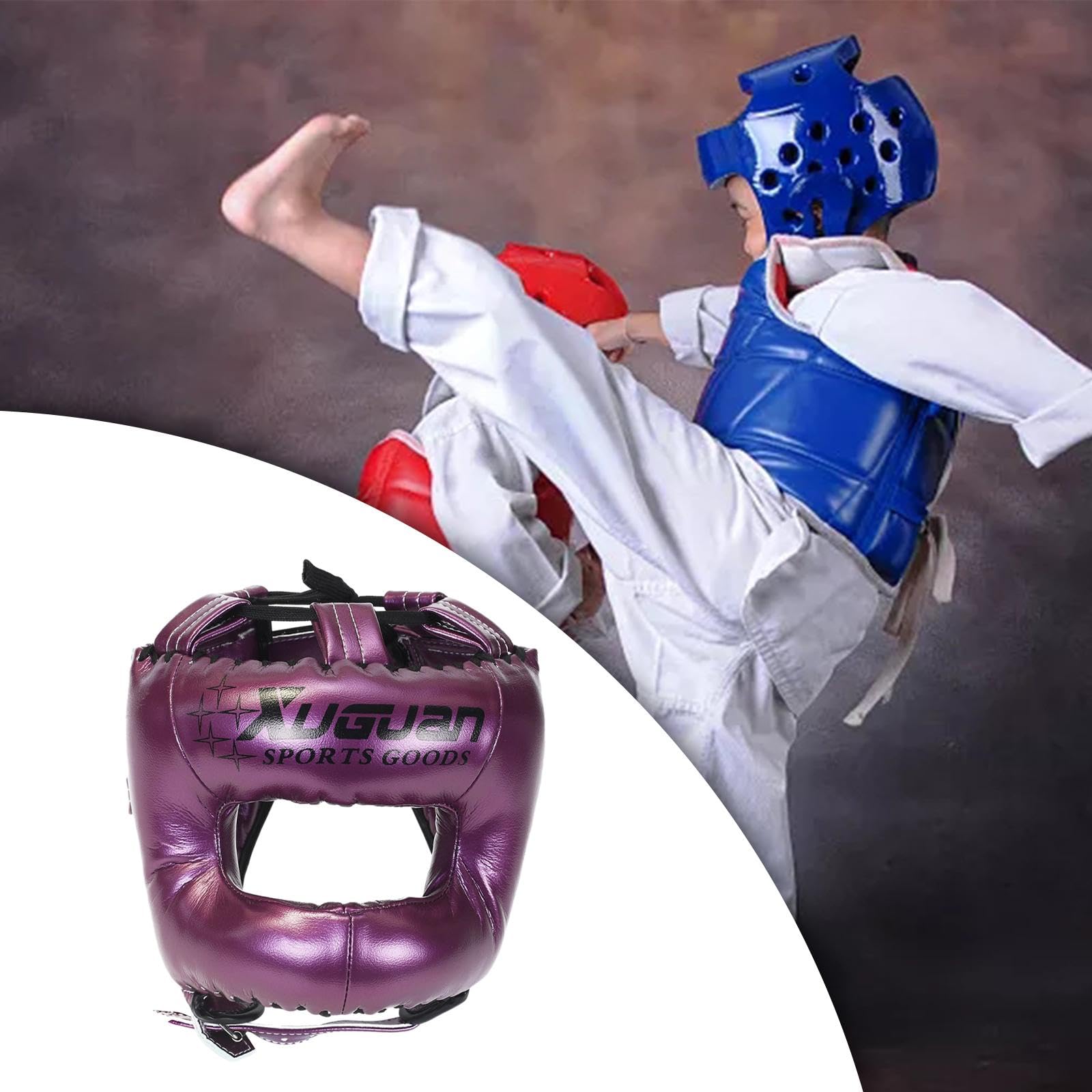 Casco de Boxeo Ajustable Acolchado Transpirable Protección para Karate Sparring
