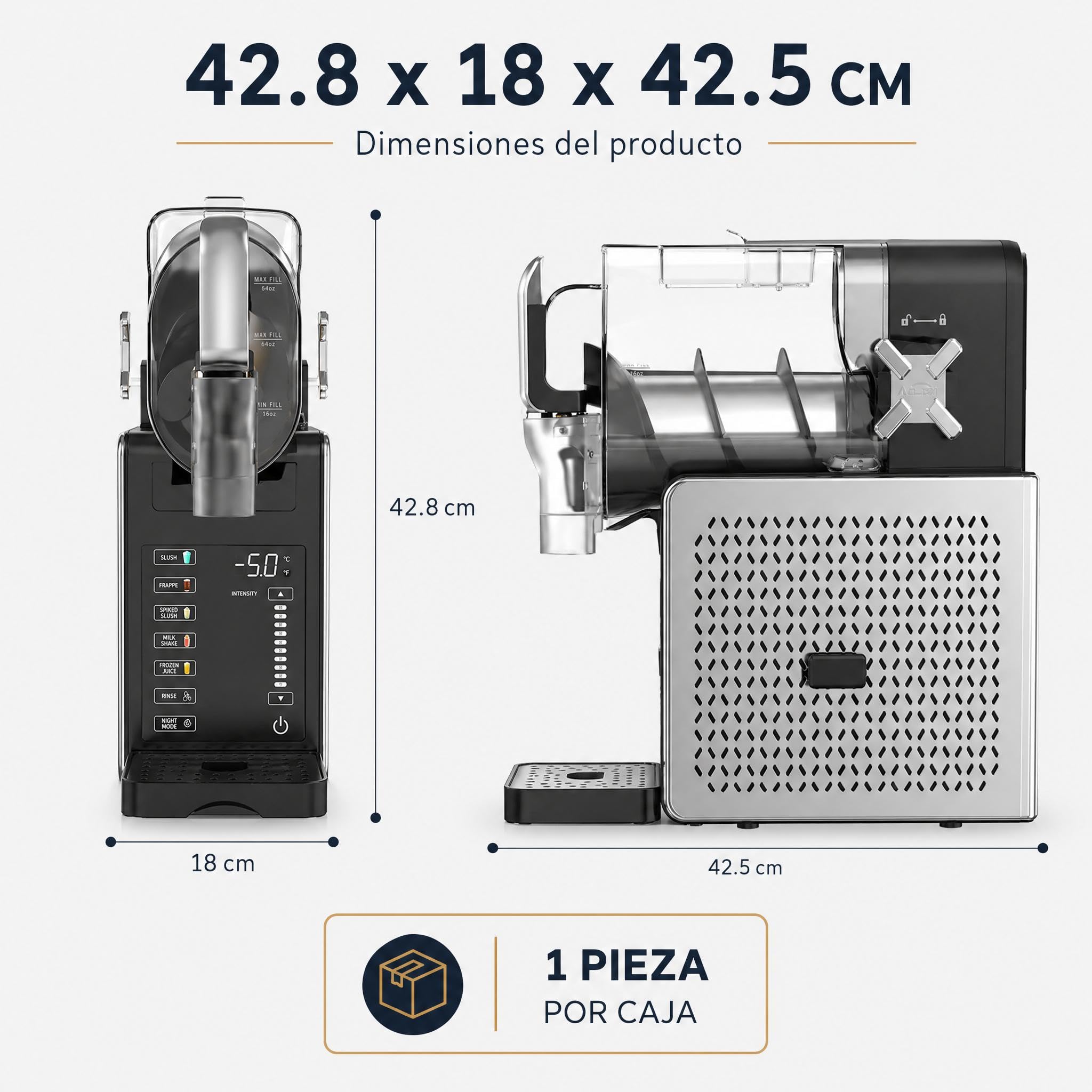 Máquina de Granizados 2.6L Sin Hielo – Granizadora Eléctrica 200W con Control Táctil, 6 Modos y Autolimpieza – Mantiene Frío 12h – Para Familia, Fiestas y Oficinas