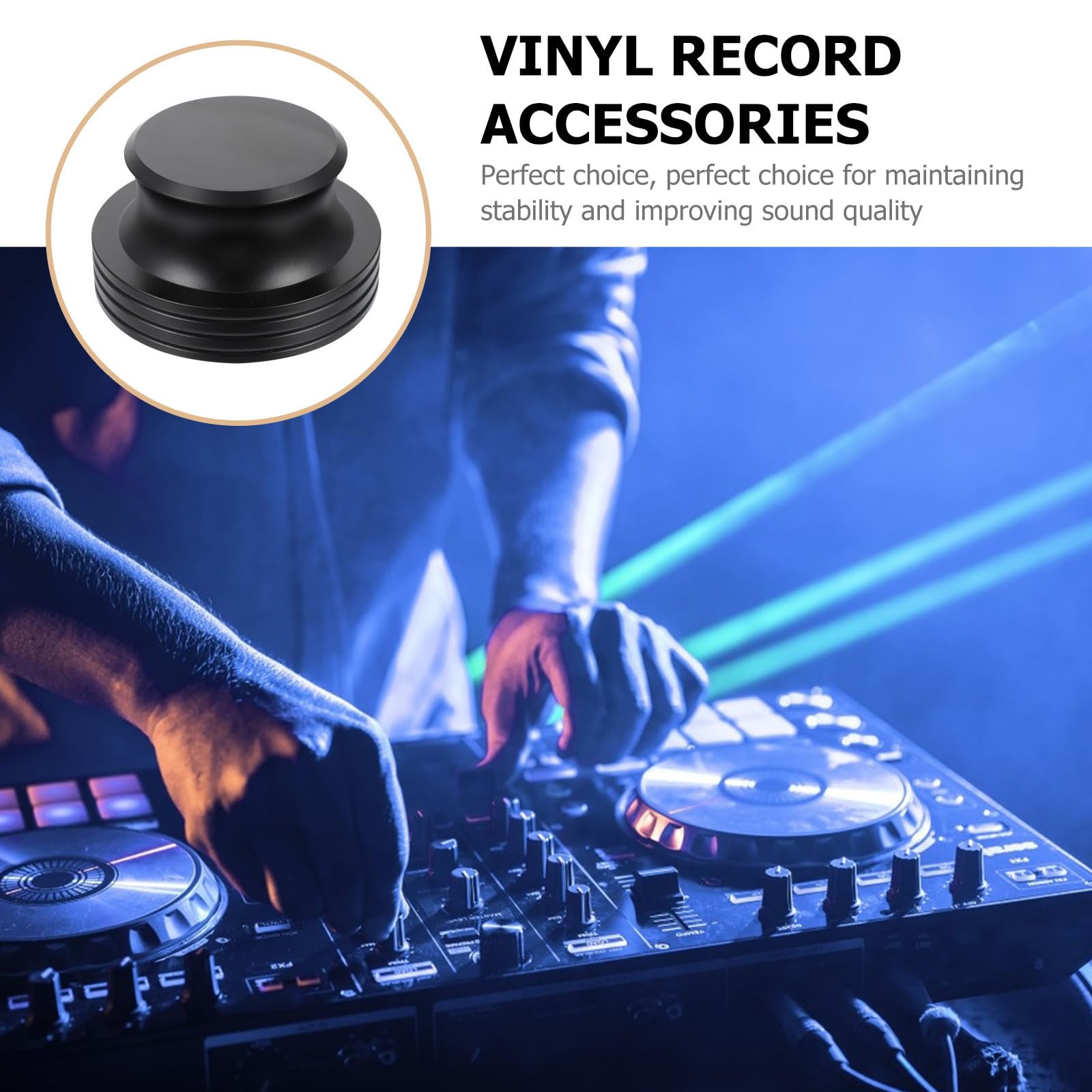 Gadpiparty Stabilizzatore per Mantenere in Alluminio per Vinile in Nero e Dischi 400g Funzione Anti-vibrazione Accessorio Stabilità e Qualità Audio Giradischi