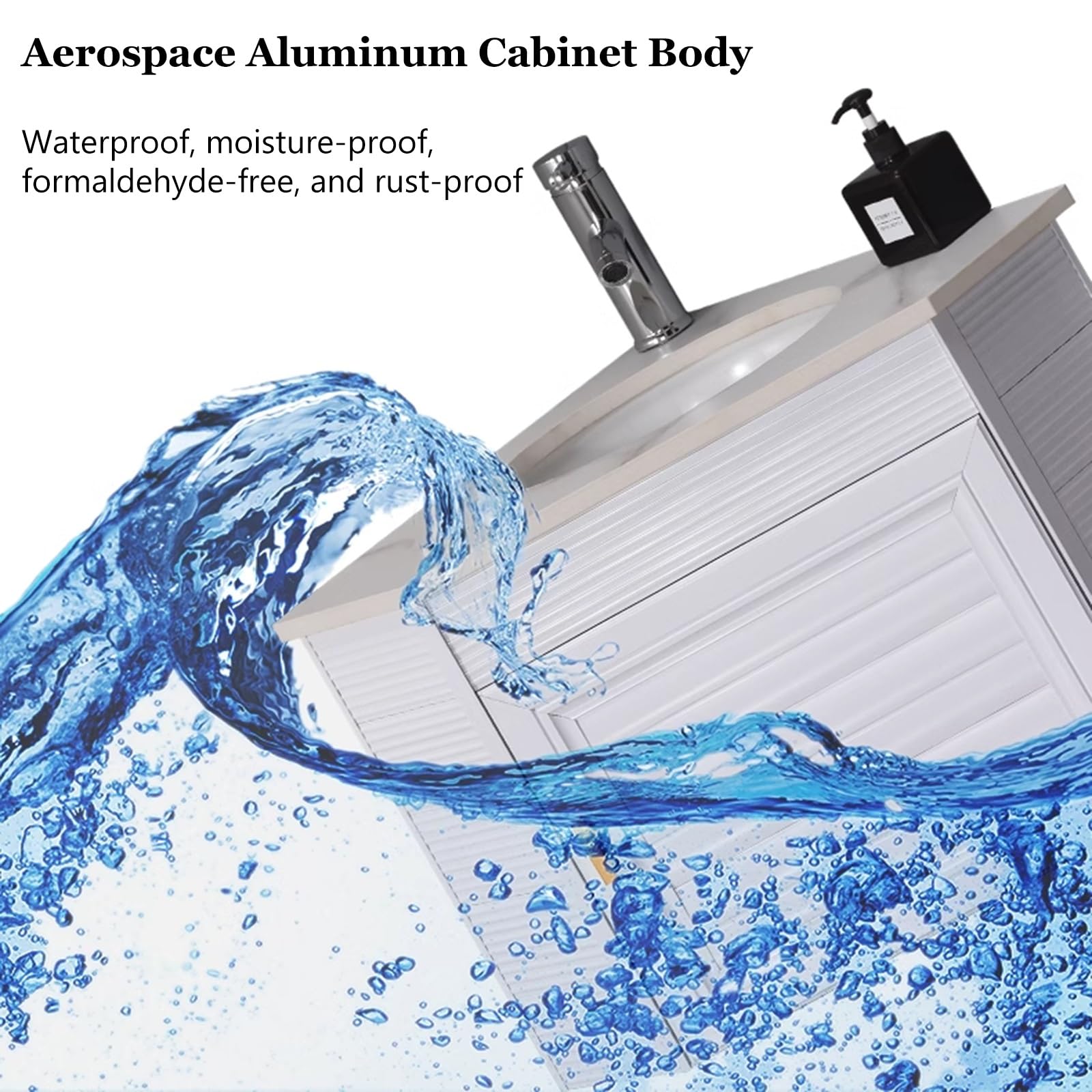 SDdPulse Armadietto da bagno moderno ad angolo con lavabo a parete e rubinetto caldo e freddo, grande spazio per piccoli spazi, ideale per la cucina di casa o P, bianco, 43 cm