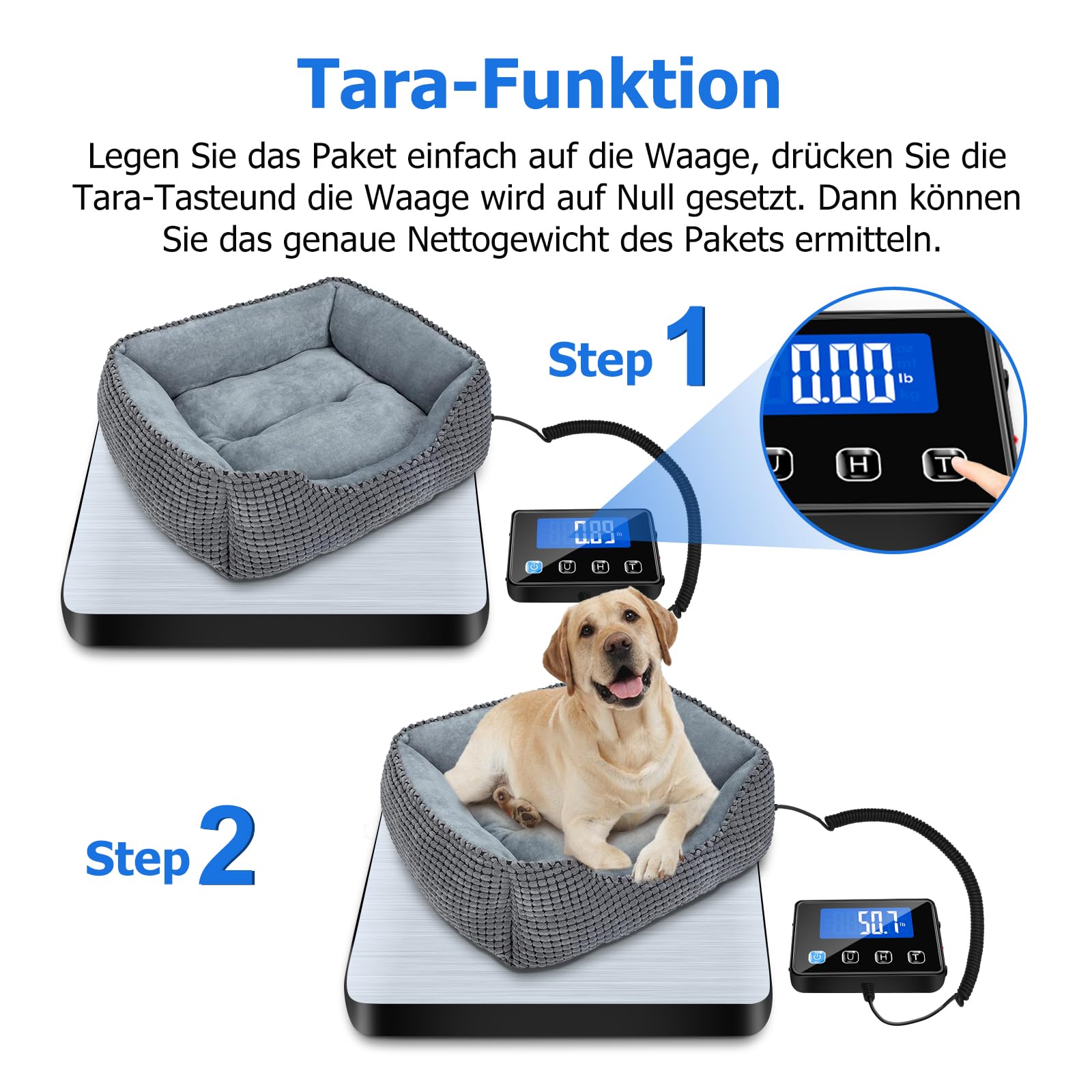KUAIVO Paketwaage, Hochpräzise Plattformwaage 200kg/10g mit LCD/Hold/Tara Funktion, Postwaage aus Edelstahl für Pakete, Gepäck, Lagerhaus, Unternehmen und für den Hausgebrauch, Aufladbar