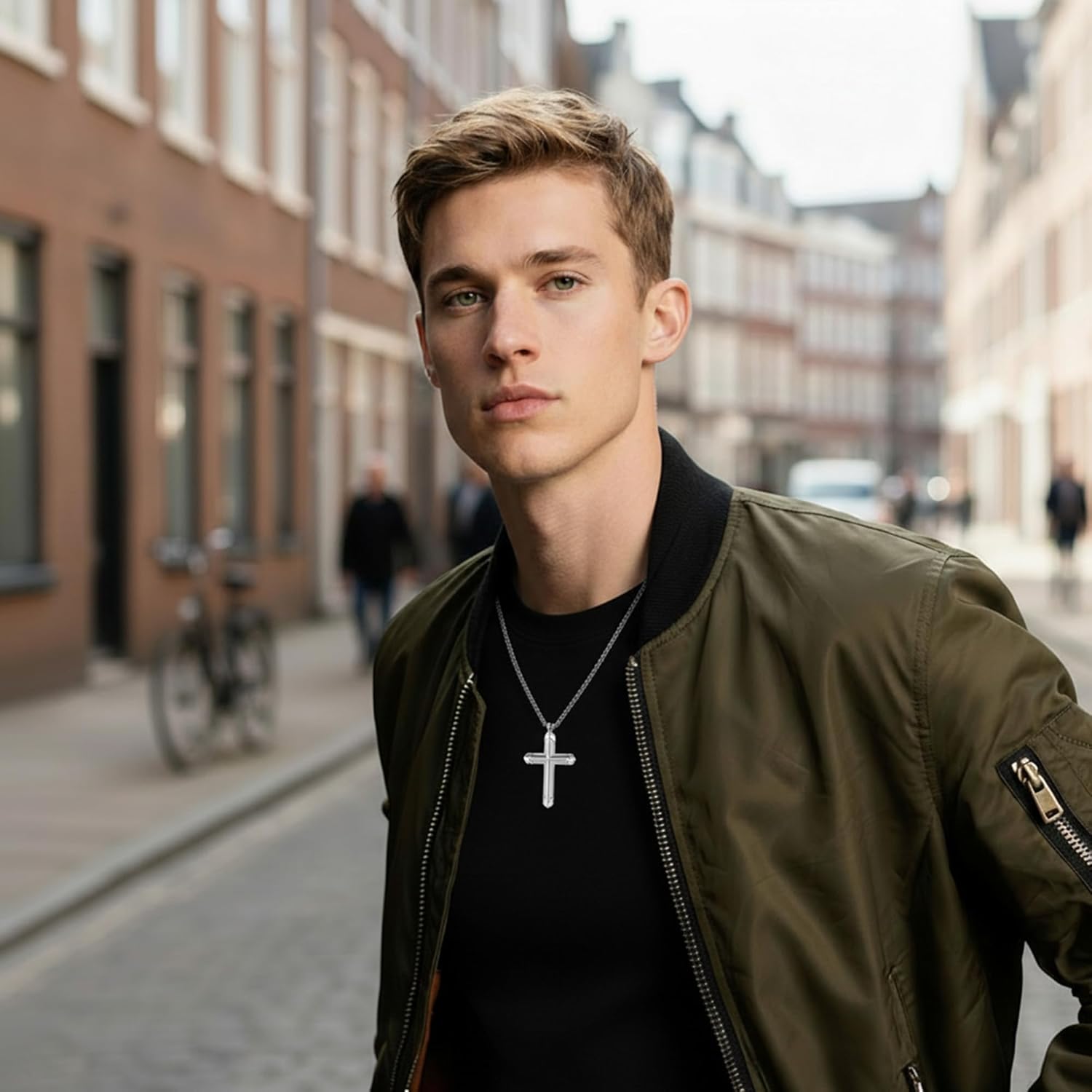 Cross Necklace for Men - Silver/Gold/Black 24-inch Stainless Steel Chain with Cross Pendant, Jewelry Gift for Him - Image 5