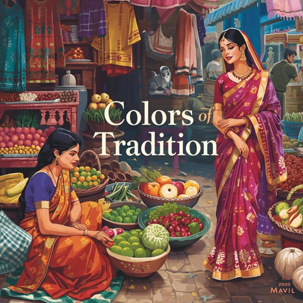 Colors of Tradition: Indian Art Coloring Book: Discover the Beauty of Indian Folk Life through Art