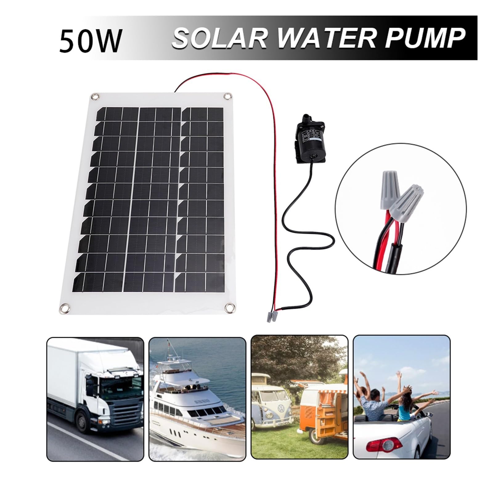 Fontana Solare da Giardino Esterno, Pompa ad acqua solare senza spazzole DC 12V Pompa sommersa Pannello solare Elettromagnetico Anfibio Giardino Acquario Pompa acquario(Solar Panel and Pump)