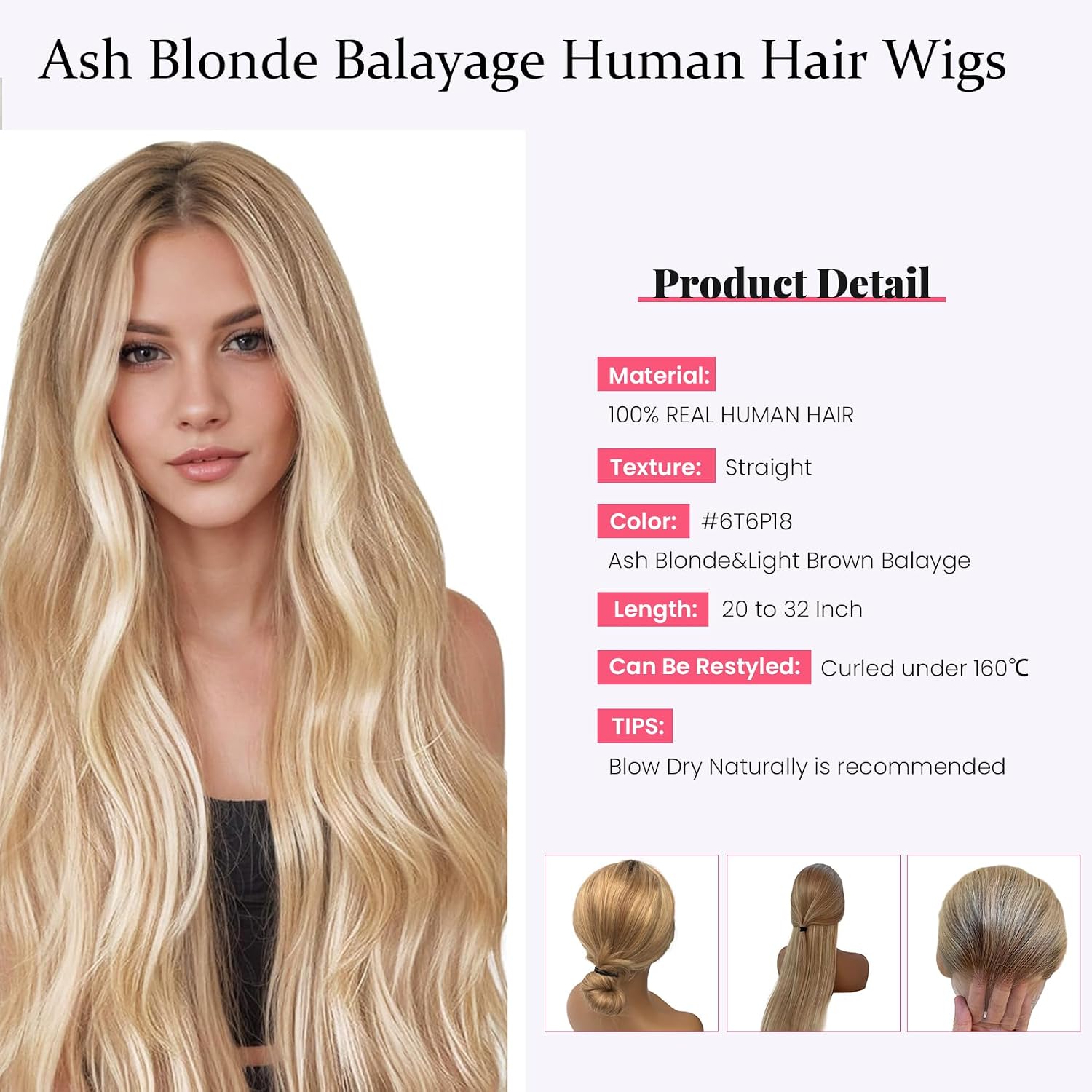 Blonde Balayage Lace Front Wig Human Hair Pre Plucked with Brown Roots 13x4 HD Transparent Lace 20 Inch 150% Density Blonde Mixed Golden Brown Highlight Light Bleached Knots Wig for Women