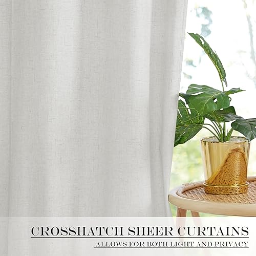 Miniatura 6 de NICETOWN Cortinas de puerta con luz lateral de 72 pulgadas de largo para ventanas laterales, lino que protege la privacidad, 100% opacas, paneles de