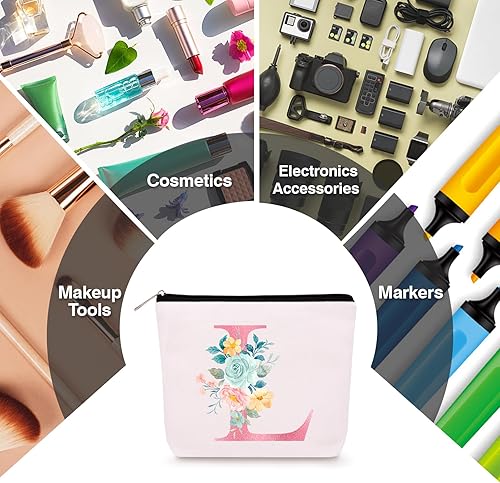 Miniatura 5 de Bolsa de maquillaje personalizada con llavero inicial, bolsa de maquillaje inicial de viaje personalizada, regalos de cumpleaños para mujeres,
