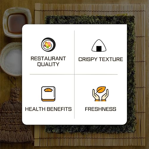 Miniatura 5 de CHOI's 1 (Daechun) Algas tostadas orgánicas, Gim, Sushi Nori - (50 hojas completas) - Grado Oro- Vegano, Keto, Sin gluten, lleno de fibra,