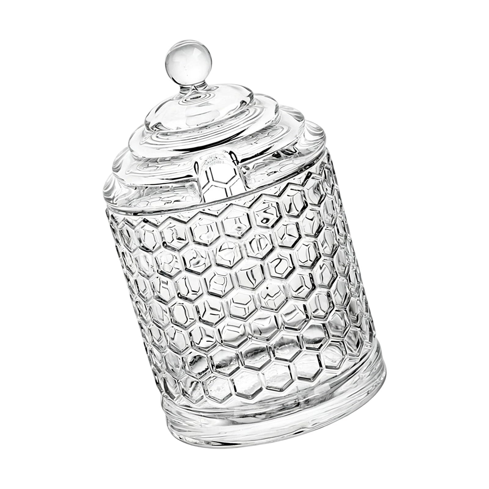 Visible Glass Syrup Server for Tea Station Setup, Lidded Honeycomb Jar with Rest Opening for Syrup and Breakfast Table Use At Home Glass Jar Clear Condiment Honeycomb Dipper Rest Opening Breakfast Tea