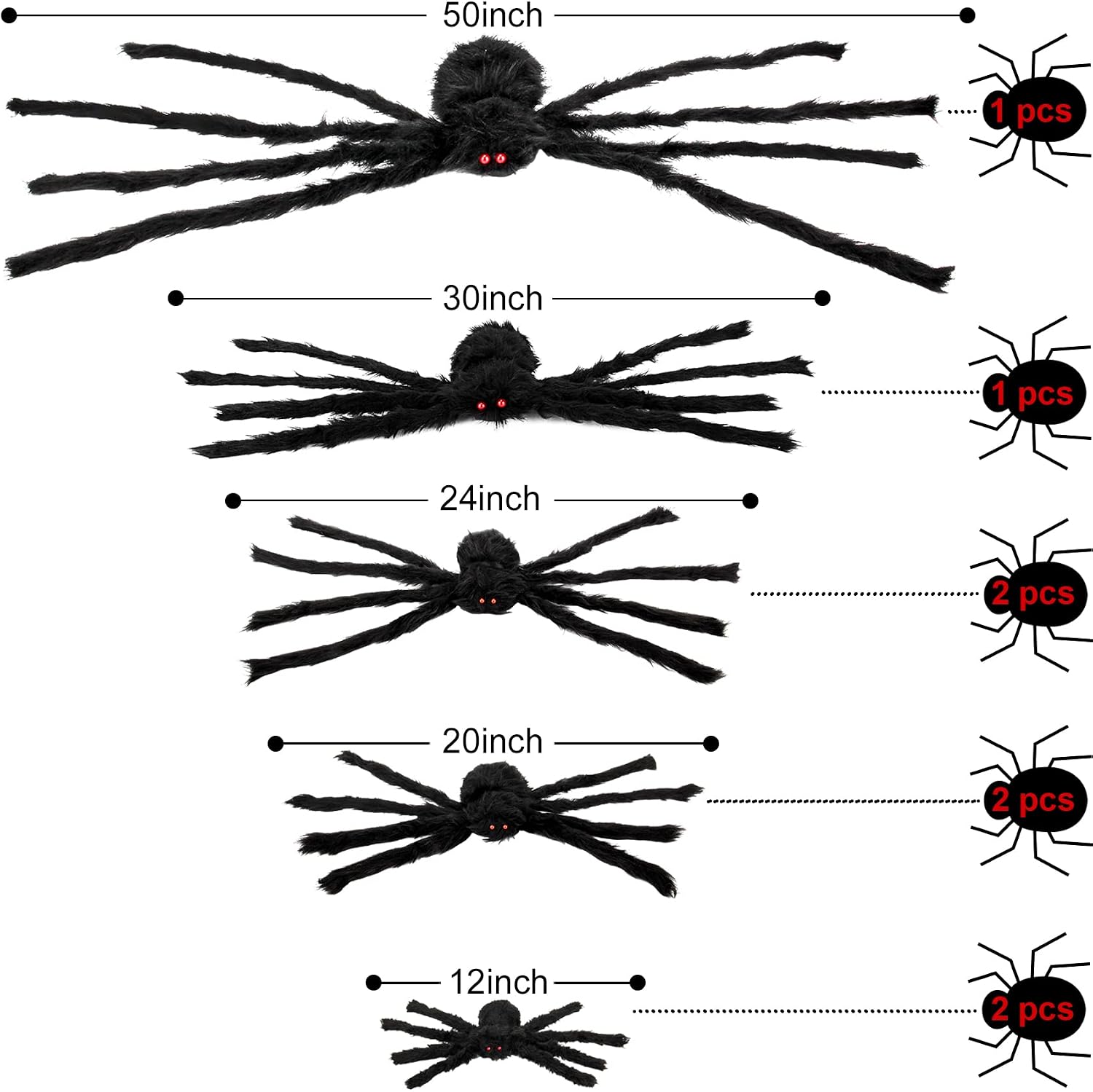 Colovis 8 PCS Halloween Spider Decorations for Indoor and Outdoor