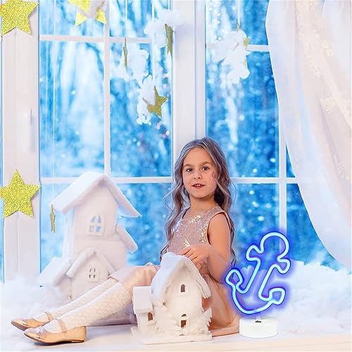 Miniatura 5 de Letrero de neón azul en forma de ancla Luz de modelado LED Letras luminosas Letrero Panel acrílico Luz decorativa de neón, 10.6x6.7 in