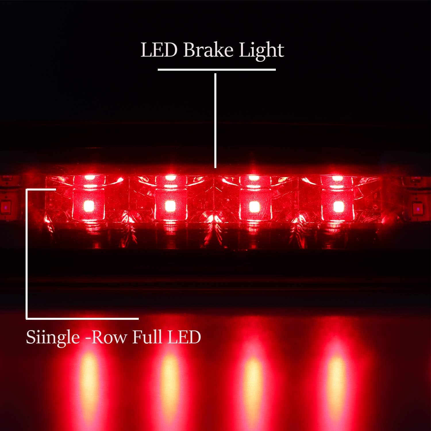 Tresound LED Third 3rd Brake Light For 1997-2010 Dodge Dakota, Cargo Light Center High Mount Lamp Tail Light (Red lens)