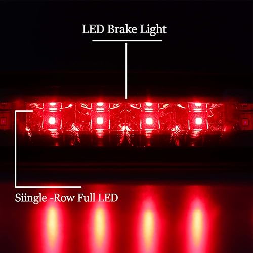 Miniatura 9 de Tresound Para Dodge Dakota 1997-2010 Barra LED 3 Tercera Luz de freno trasera Lámpara de carga trasera Luz de freno de montaje alto (carcasa cromada