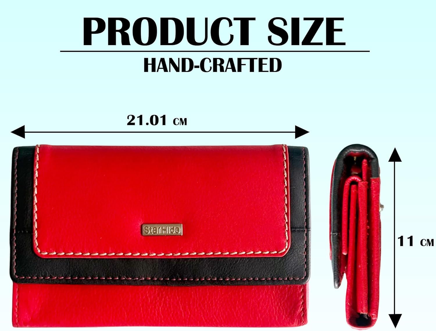 Women Wallet | Ladies Genuine Leather RFID Blocking Long Flap Over Purse 5560 (Red Black)