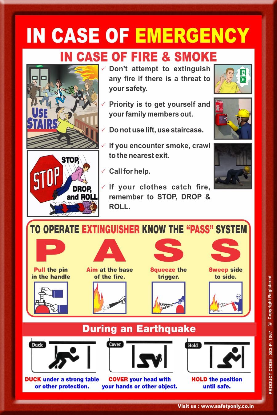 Life-Saving Emergency Guide | Fire, Earthquake & Extinguisher Instructions Wall Art (Multicolor, 2x3 Feet, Eco Vinyl - Unframed)-image-17