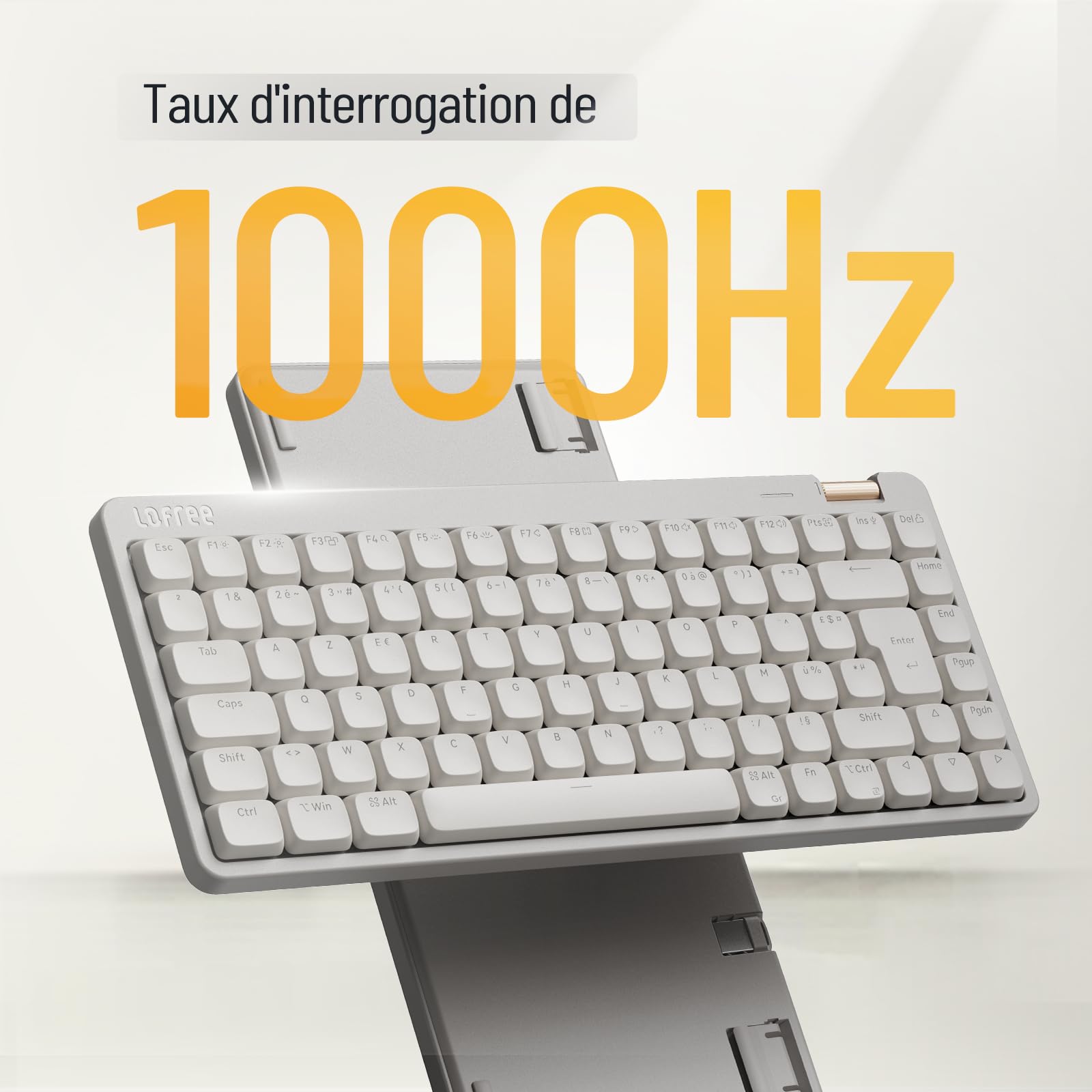 LOFREE Clavier mécanique Flow Lite84 Touches sans Fil Rechargeable Interchangeable avec récepteur2.4G, Connexion BT et Filaire pour Windows Mac Interrupteurs linéaires(Marble) Disposition FR