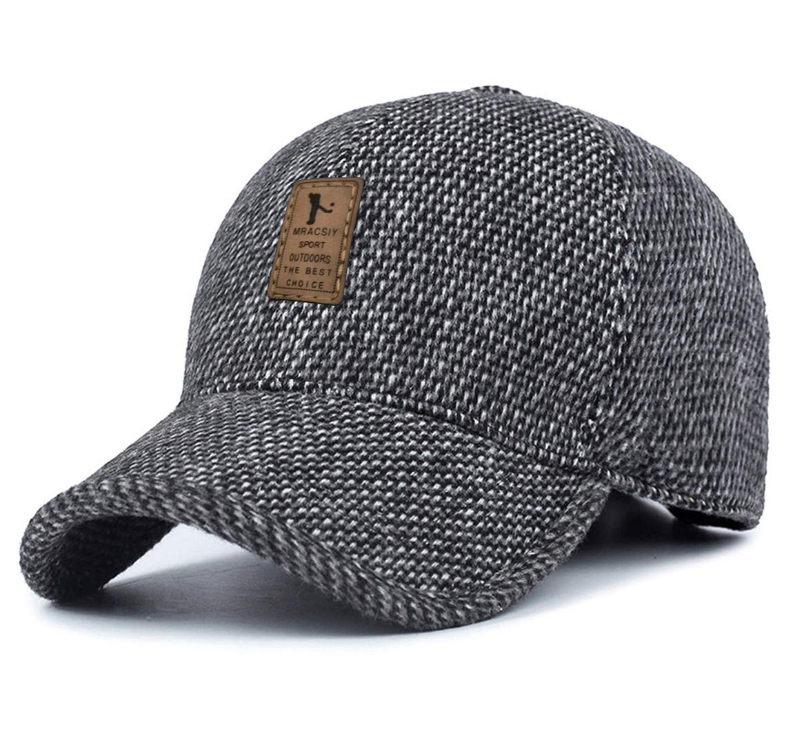 Mracsiy Unisex Light Grey Mens Baseball Cap Winter Caps Hats For Head Circumference 57-61Cm (Light Grey)