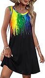 Summer Dresses for Women Beach Boho Sleeveless Vintage Floral Flowy Pocket Tshirt Tank Sundresses