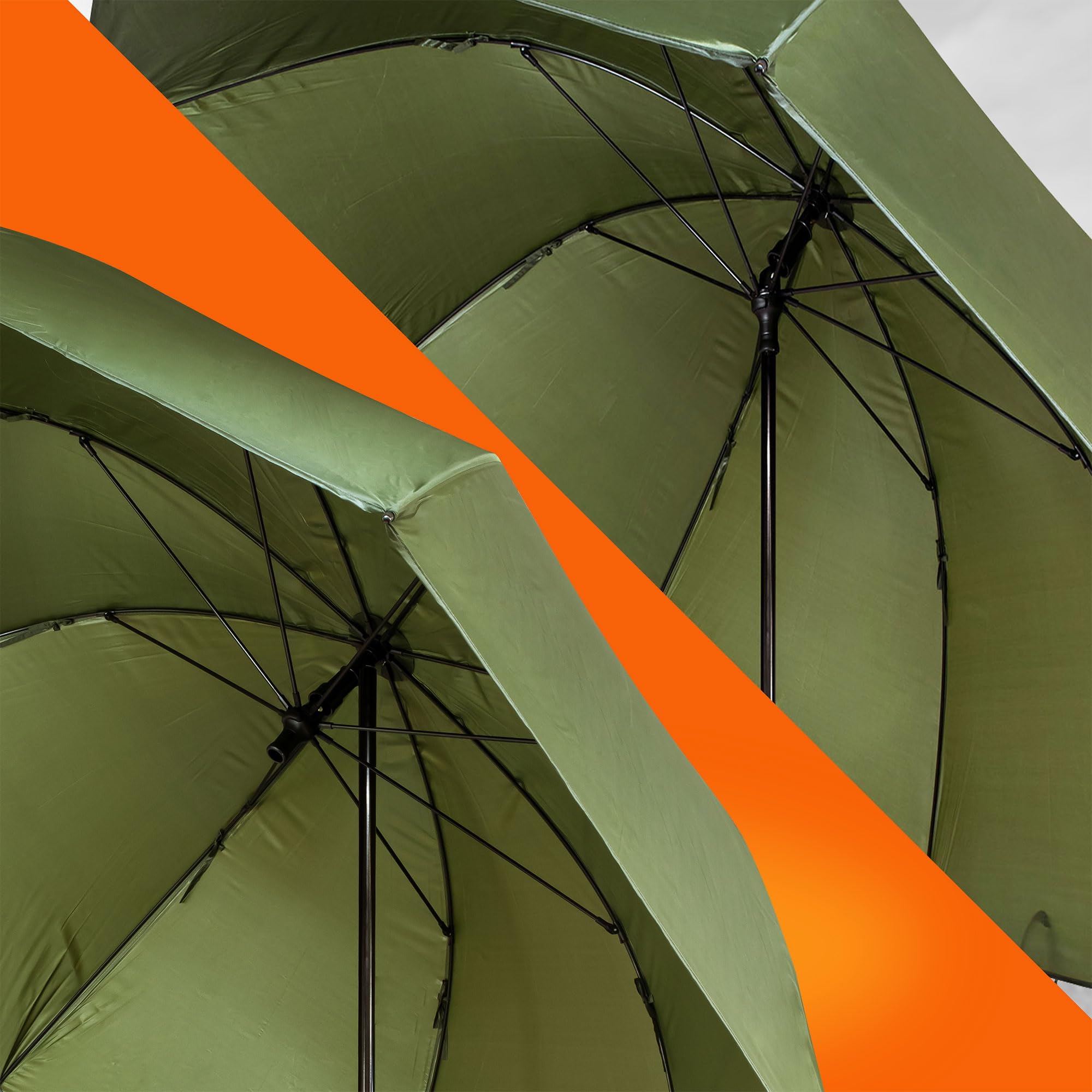 Nubrolly Angelschirm – Wasserdichtes PVC – 250cm oder 300cm Bogenmaß – 45° Neigungswinkel – Robuster Schirm für Angler – Inkl. Aluminiumstange – Sturmfest & UV-Schutz – Olivgrün