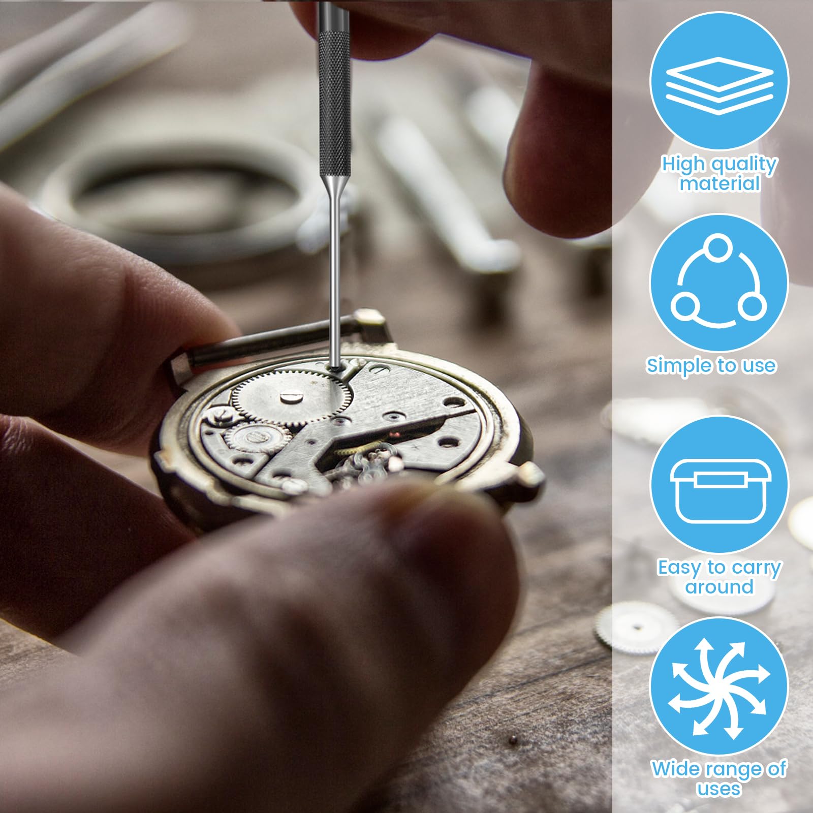 9Pcs Roll Pin Punch Set Multi-Size Steel Pin Punch Kit with Hammer and Storage Pouch Portable Roll Pin Punch Repair Tool Multifunctional Knurled Roll Pin Punch Tool for Repair Watch