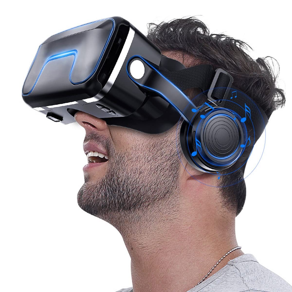 3D-VR-Virtual-Reality-Headset, Brille, VR-Brille für 3D-Filme, Videospiele, VR-Set, All-in-One-VR-Spiele, Headset, integriertes Stereo-Headset, 360°-Videos und immersive Welt der VR (weiß)