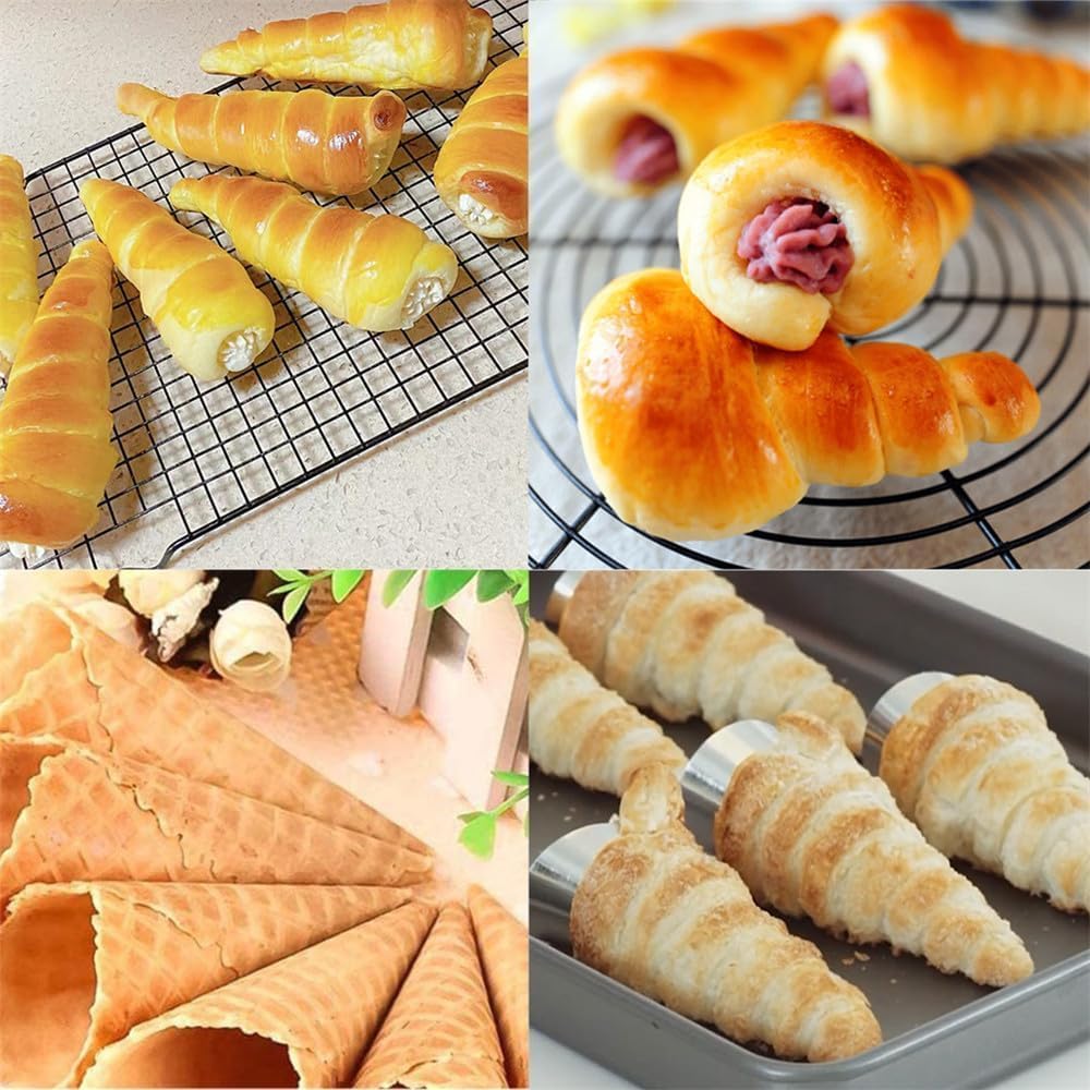 6'lı Paslanmaz Çelik Pasta Kalıbı Seti, Cannoli, Kruvasan ve Dondurma Külahı İçin Koni Şekilli Kalıplar, Profesyonel Pastacılık Araçları