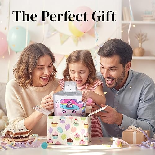 Miniatura 8 de Máquina eléctrica para hacer helados de unicornio de 1.2 cuartos de galón para niños, la mejor máquina de helado de encimera para servir suave