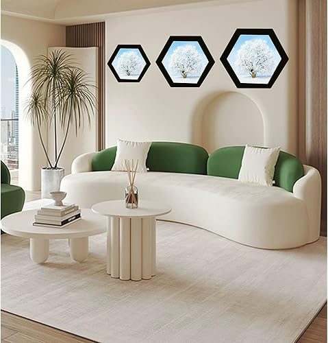 Miniatura 7 de Marco de fotos en forma hexagonal de madera para colgar en la pared, para decoración de pared del hogar, oficina, galería de pared, marcos de fotos