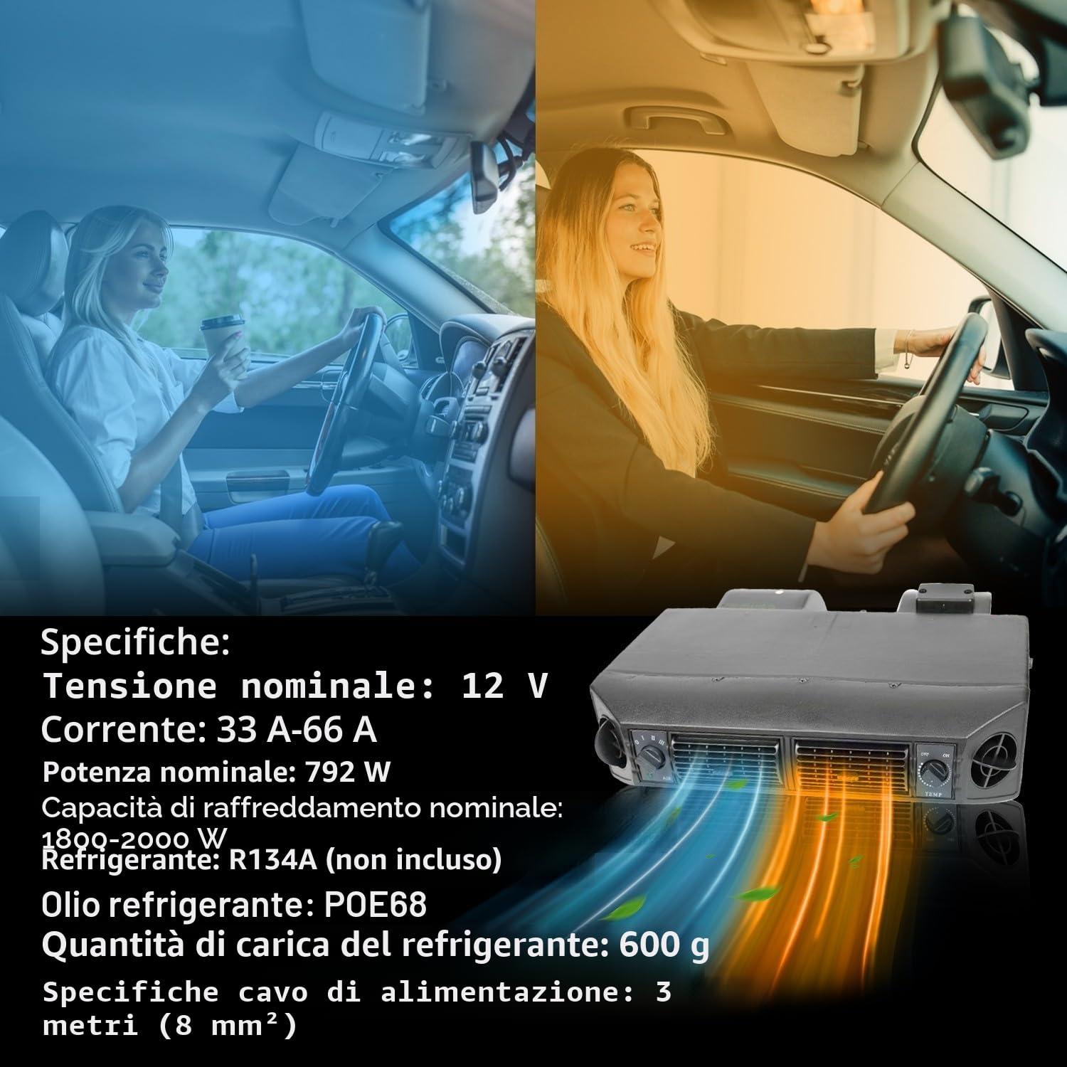 Gouku - Condizionatore d'aria universale 12 V per riscaldamento e raffreddamento sotto il cruscotto, kit A/C per furgoni, auto, camper, camion, risparmio energetico