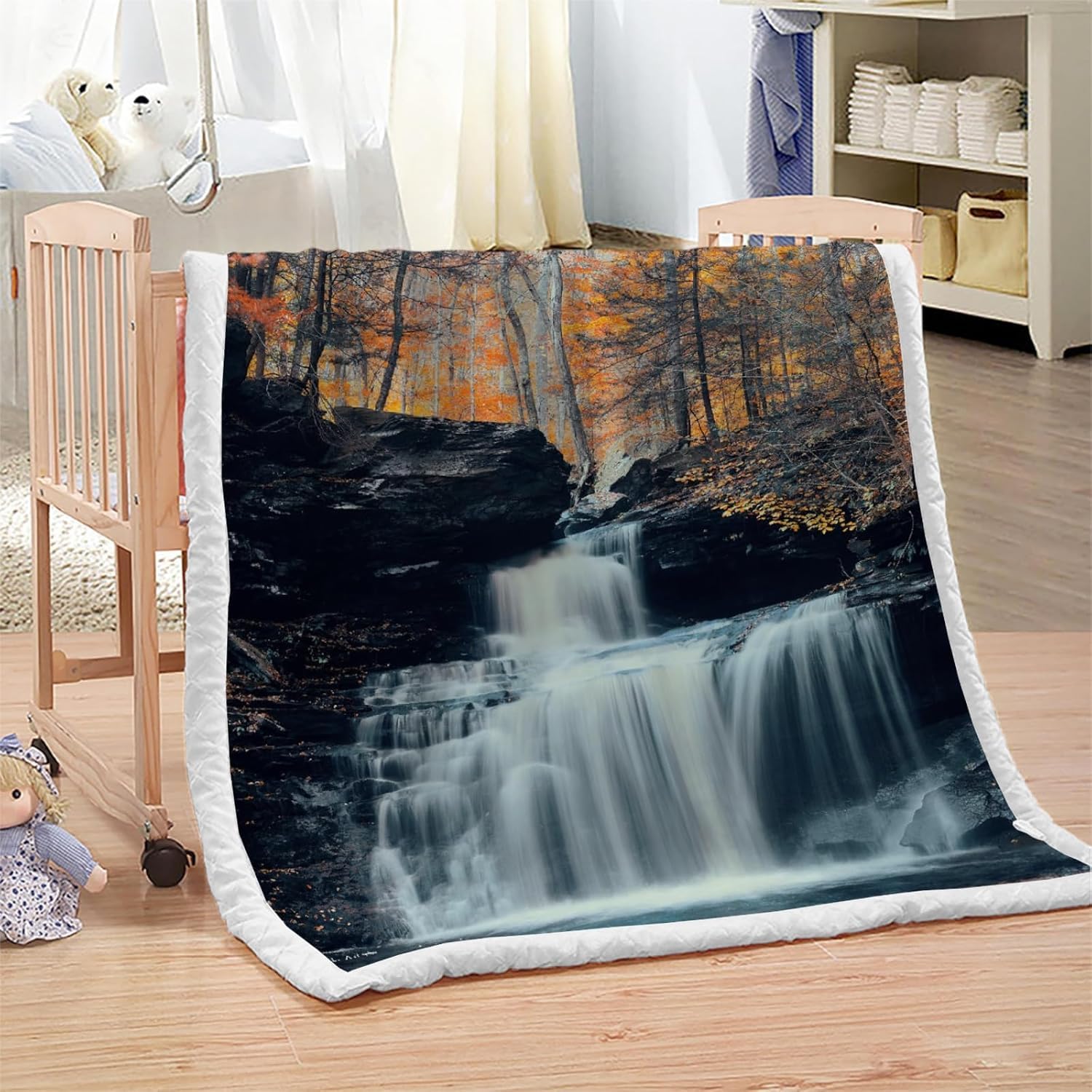 Couverture Polaire 150x180 cm Paysage d'Automne Plaid Sherpa Lit Canapé YGR551