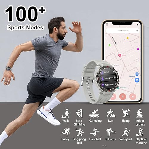 Miniatura 3 de LogHog Relojes inteligentes militares para hombres y mujeres, monitor de frecuencia cardíaca, resistente al agua, 2023, reloj inteligente resistente