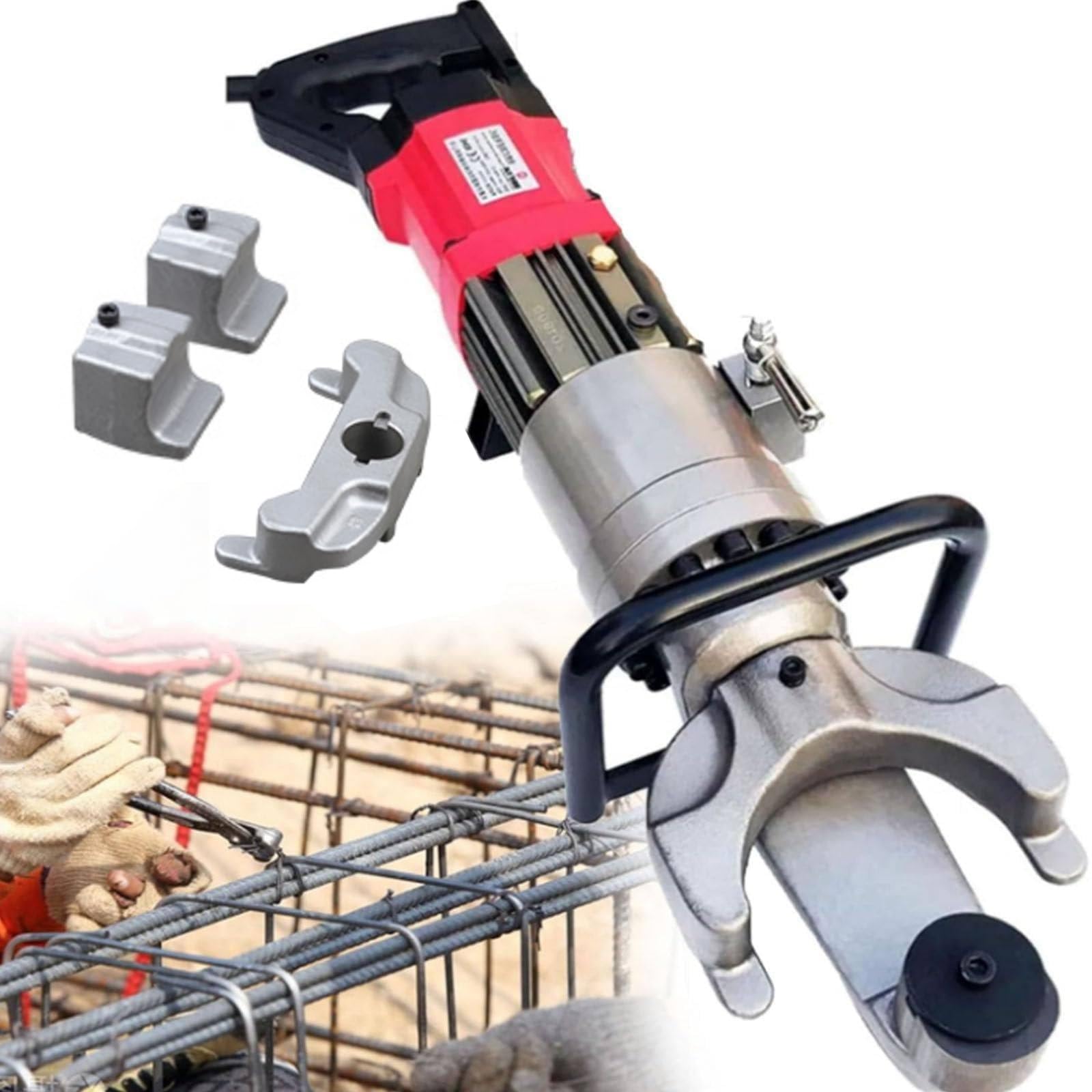 Piegatrice elettrica del tondo per cemento armato, macchina piegatubi in acciaio tenuto in mano per tondo per cemento armato 4-22mm, piegatura 3s 0°-90°, con scatola di immagazzinaggio