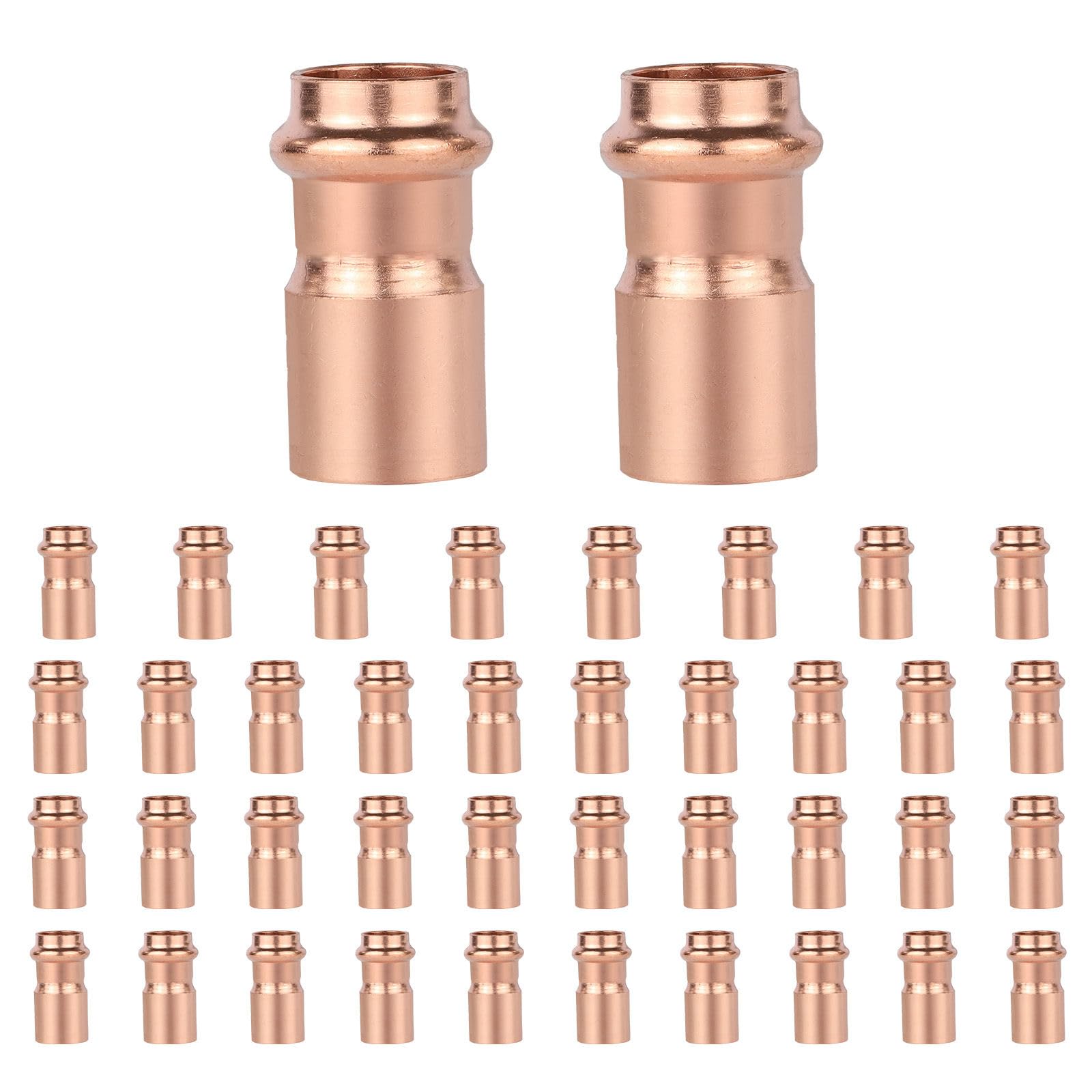 Paquete de 40 reductores de buje de Cobre prensado GUOFIS de 2" FTG x 1-1/2", buje de Cobre prensado para plomería, transición de tamaño de tubería en Sistemas de Agua y HVAC.