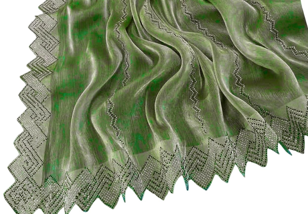 Hotfix Burbury Silk Saree with Zigzag Lace Border, Traditional Indian Style, 5.50 Meters-picture-10