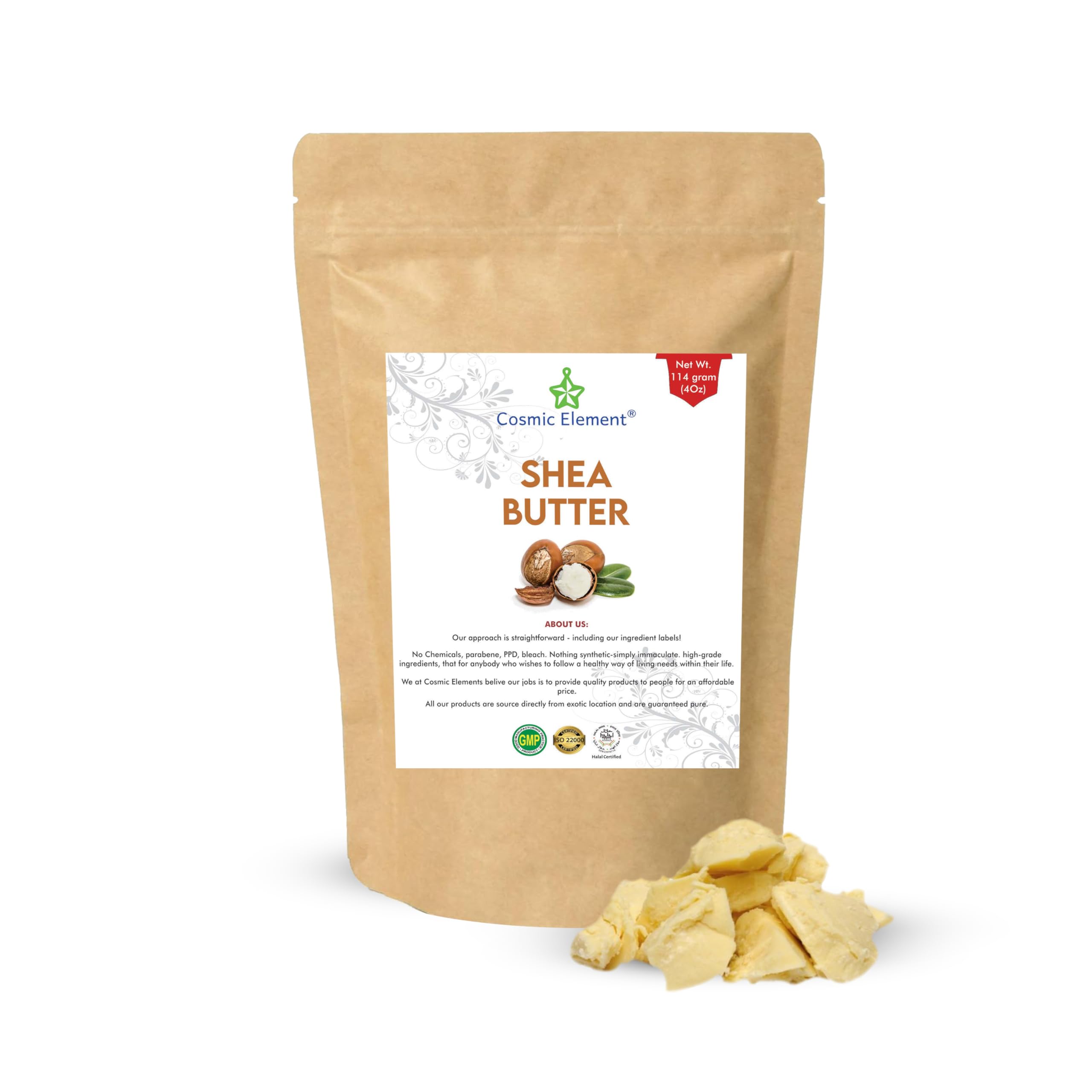 Cosmic Element 100% Pure Organic Raw African Shea Butter - Unrefined Shea Butter for Hair & Dry Skin | Ideal for DIY Whipped Body Butter | Soothes,