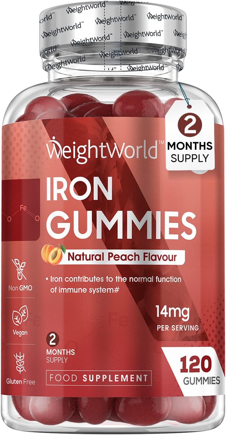 Iron Gummies 14mg 120 Vegan Ferrous Fumarate Gummies(2 Months Supply) Alternative to Iron