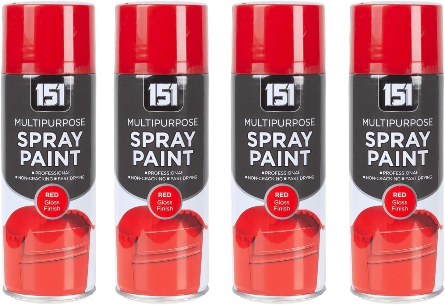 YSAMAX 151 Multipurpose Red Gloss Finish Spray Paint, Eye-Catching And Polished Look, Fast drying Formula, Weather-Resistant Properties, 400ML, (4PCS)