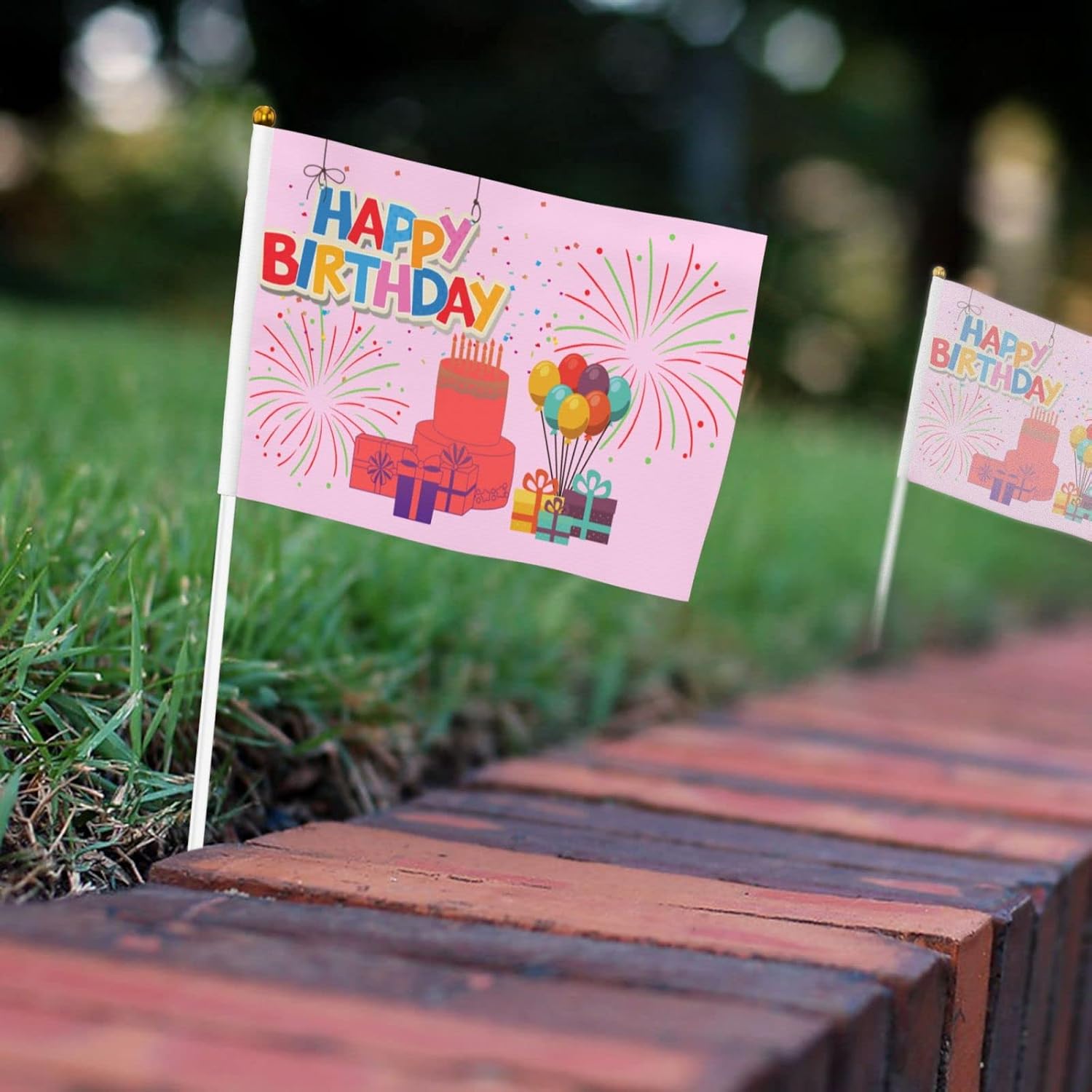 6 Pack Happy Birthday Small Flag 5x8 In Double Sided Birthday Decoration Mini Flag Banner Sign Happy Birthday Hand Held Small Flag For Birthday Party With Pole image 4