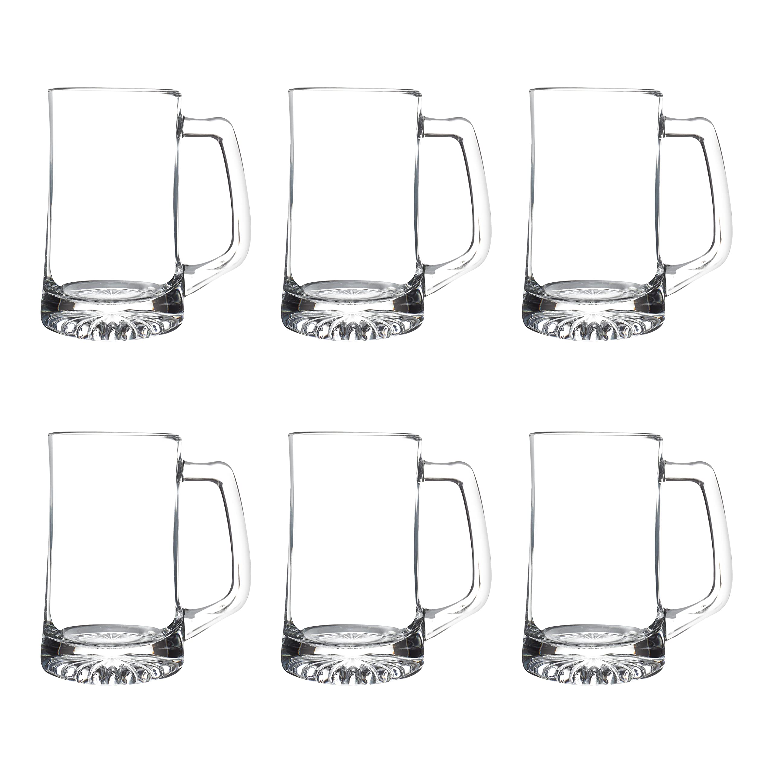 DISCOUNT PROMOS ARC Glass Beer Mugs 25 oz. Set of 6, Bulk Pack - Barware, Great for Wedding, Party, Birthday, Events - Clear