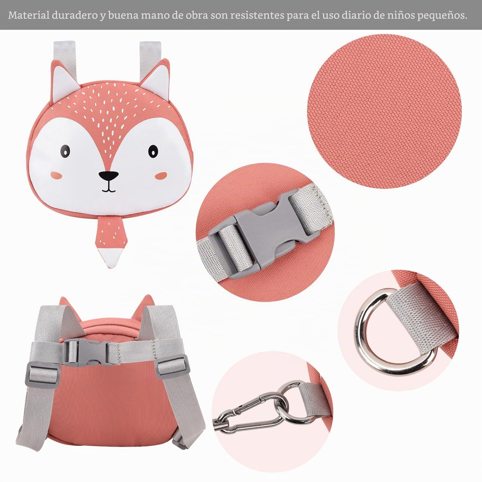 Bebamour Animal Mochila para niños pequeños con riendas de seguridad Mini bolsa con correa de seguridad para niños Mochila portátil Mochila con arnés de seguridad para niños y niñas,Orange Squirrel