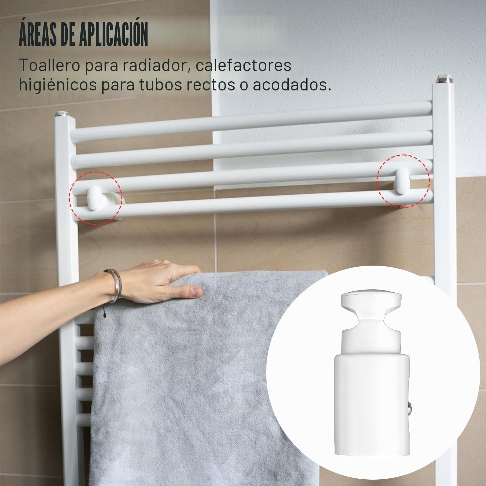 Paquete de 3 Soporte Toallero Radiador, Soporte para Radiadores de Pared, Soportes de Repuesto para Toallero Radiador, Montaje de Pared Calefactado, Compatible con Toalleros Rectos y Curvos