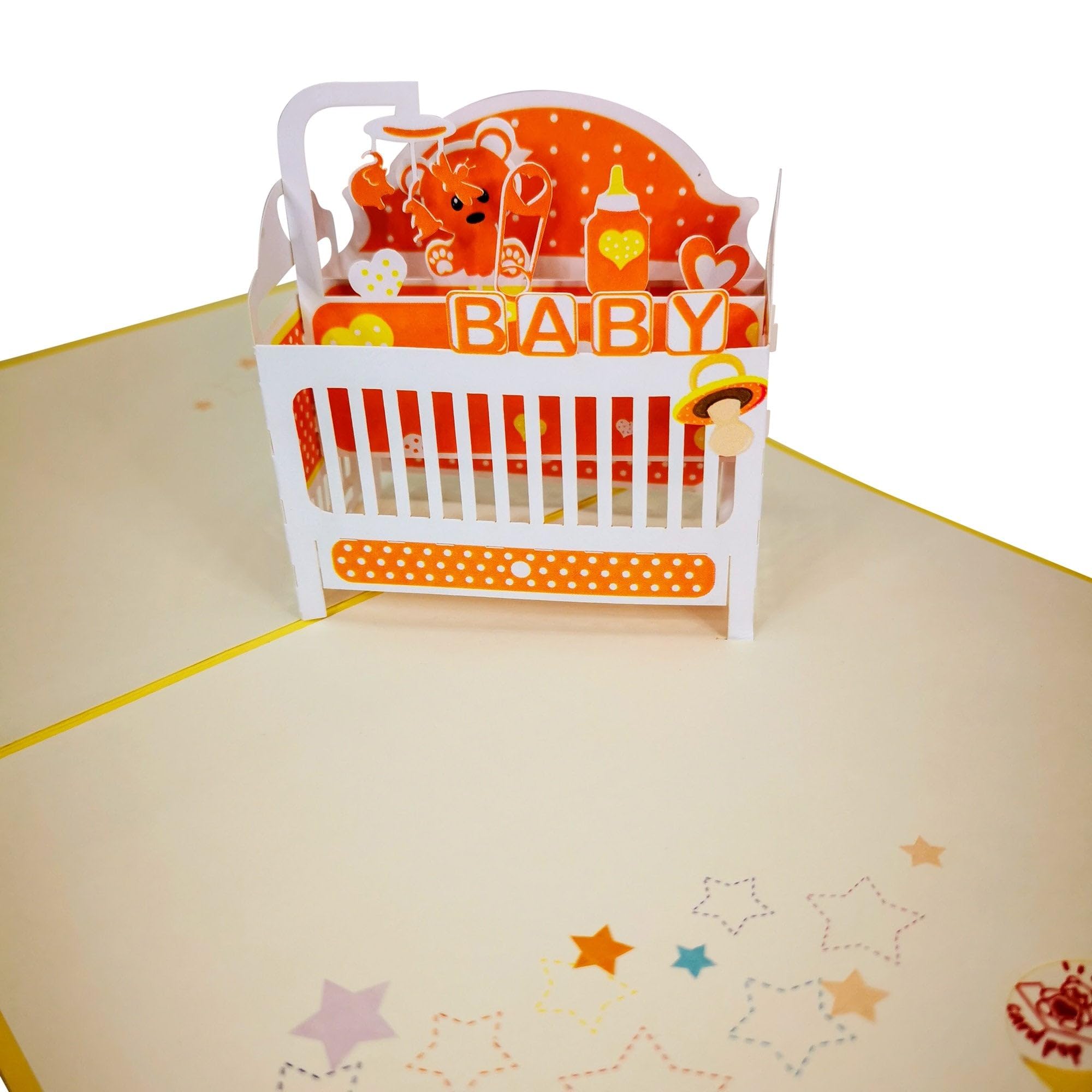 CardPop New Baby Yellow Cot Pop-Up Card - 3D Pop Up Greeting Card - Image 2