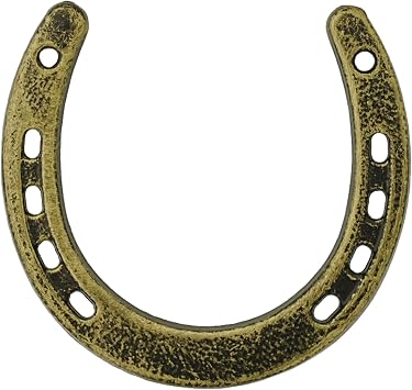 lawjey Cast Iron Horseshoe Decor, Good Luck Horseshoe Gifts for Western Wedding, Cowboy Party, Housewarming, DIY Craft Projects, Durable Medium Horseshoes 5 Holes on Each Side for Wall Hung Bronze