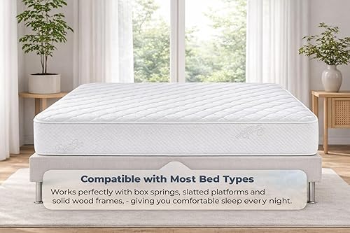 Miniatura 4 de Oliver & Smith - Colchón de tamaño matrimonial de 10 pulgadas de espuma viscoelástica fresca y resortes híbridos con funda transpirable, cómoda