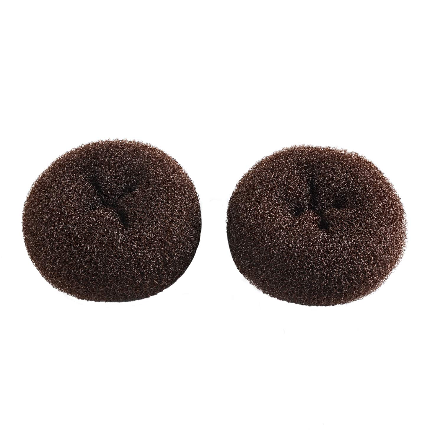 ClothoBeauty 2 pieces Hair Bun Donut Maker, For thin or Short Hair, Ring Style Bun, Women Chignon Donut Buns Doughnut Shaper Hair Bun maker (3.1'' Brown)